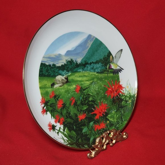 VTG Decorative Plate Royal Windsor Bee Balm Wildflowers of the South Gold Trim - Picture 7 of 12